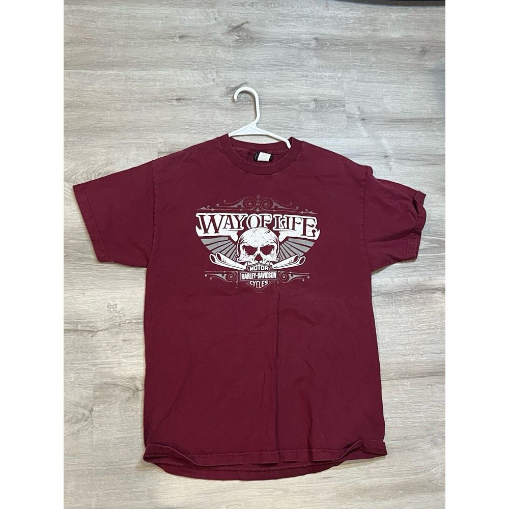 Harley Davidson Scottsdale Arizona  Maroon T-shirt Mens Size L Motorcycle‎